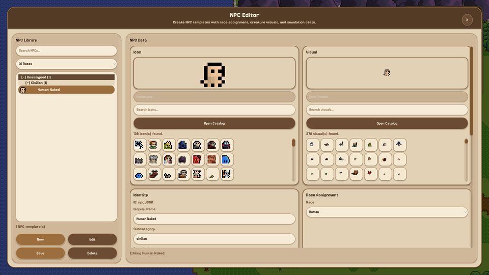 NPC, creature and monster editors screenshot