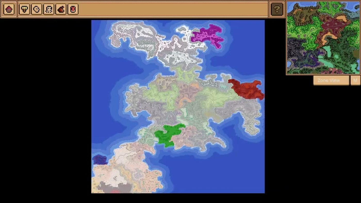 Fantasy World Manager world overview with two settlements